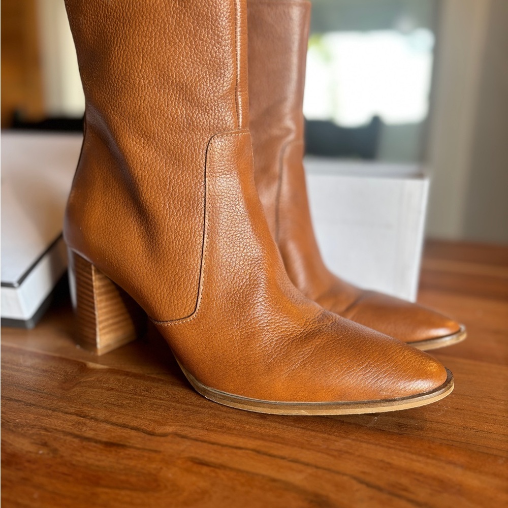 Coach and Four Tan Heeled Boots with Smooth Leather Finish